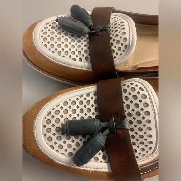 Pikolinos 37 Moccasins Flat Boat Shoes Cognac white leather - Picture 3 of 7